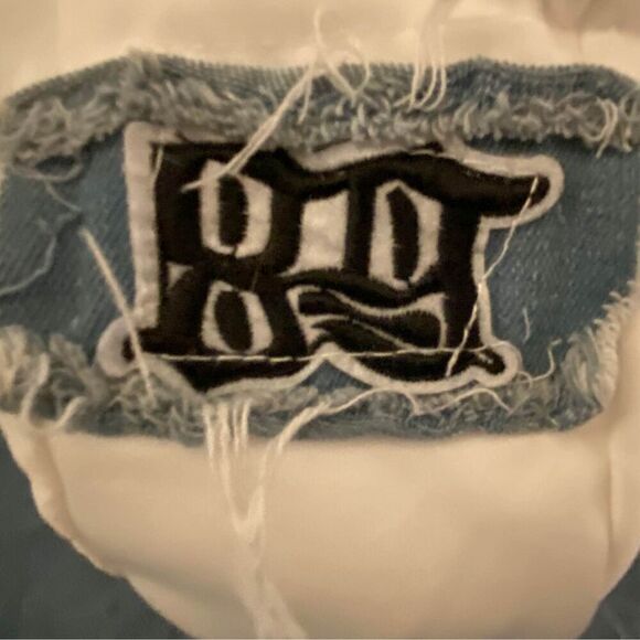 Denim Anime Embroidered Hoodie Jean Jacket Women's Size Small - Picture 7 of 8